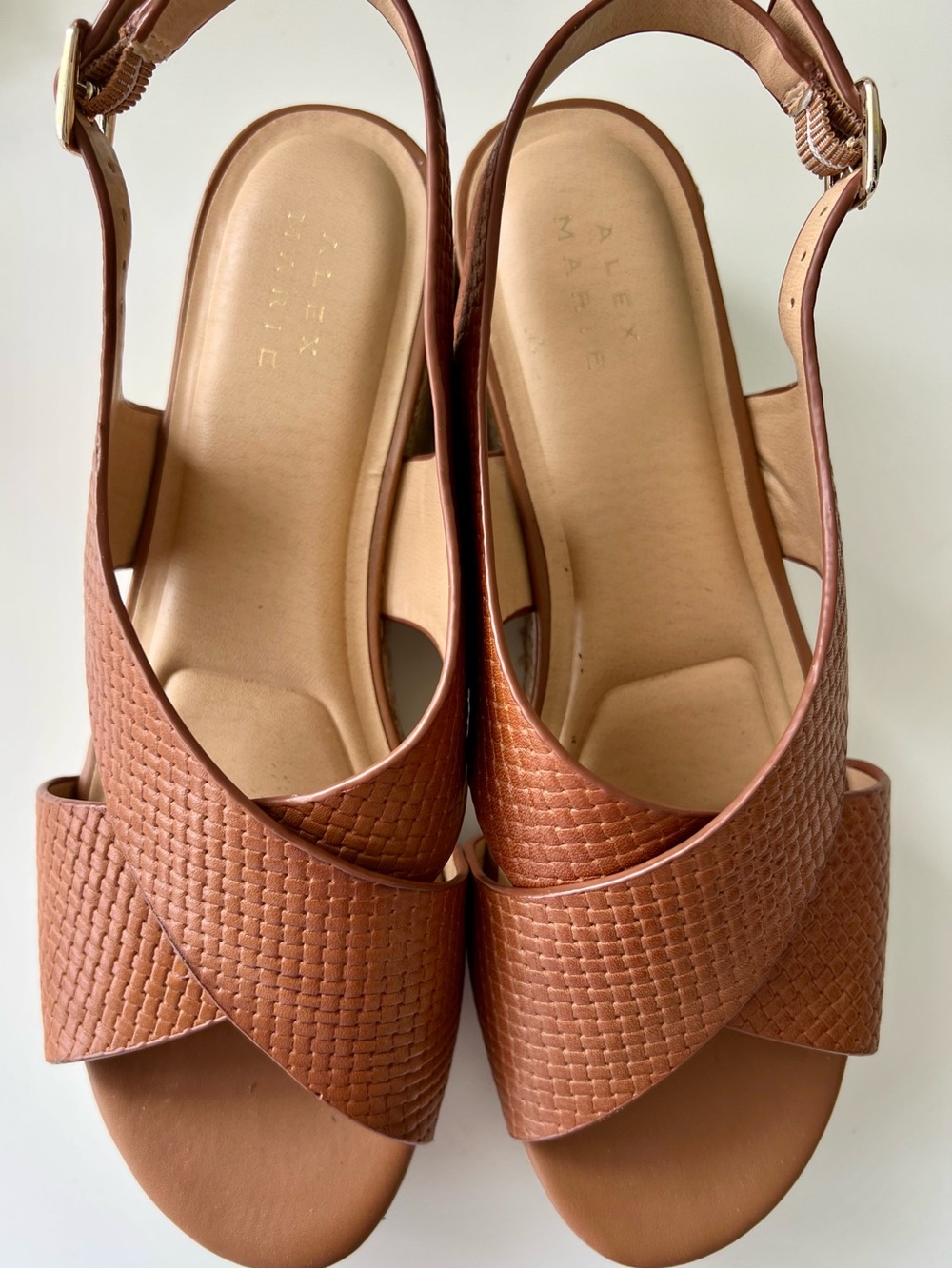 Alex Marie Tan Woven Crisscross Slingback Sandals